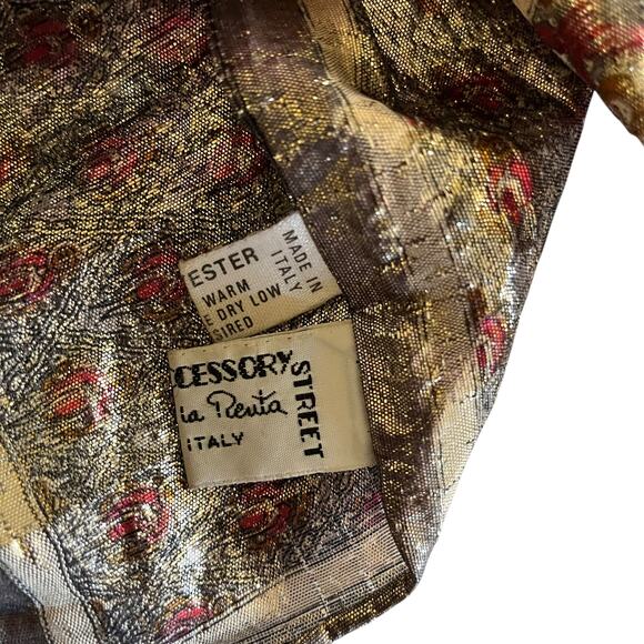 Vintage Genuine Lizard Brown Leather Frame Handbag with Oscar de la Renta Scarf - Picture 10 of 11